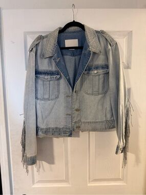 Rhinestone Fringe Denim Jacket - READ DESCRIPTION
